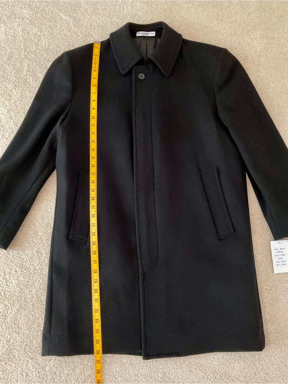 NWT Murphy & Hartelius Men's Black Wool Coat, Small